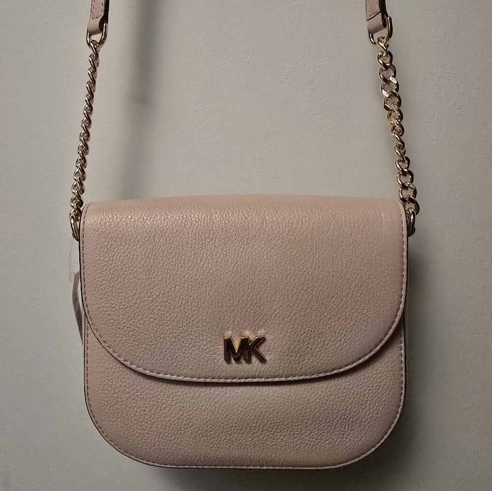 Michael Kors Blush Pink Leather Crossbody with Gold Chain